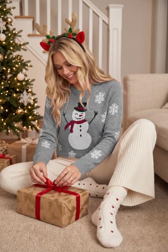 Image of Arach&Cloz Women's Wool Blend Classic Crew Neck Casual Fall Sweaters