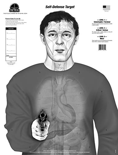 Tactical Target Systems, LLC.- "Armed Threat Self Defense Gray-Scale Anatomy Target Pad (25 Pack) 19" x 25" | Paper Shooting Targets | Anatomy Silhouette Target | Gun | Rifle | Pistol | Crossbows