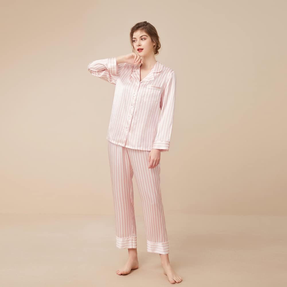 THXSILK Silk Women's Pajama 2-Piece Set, 6A Pure Mulberry Silk Round Neck Long Sleeve Nightwear with Long Pants - Image 4