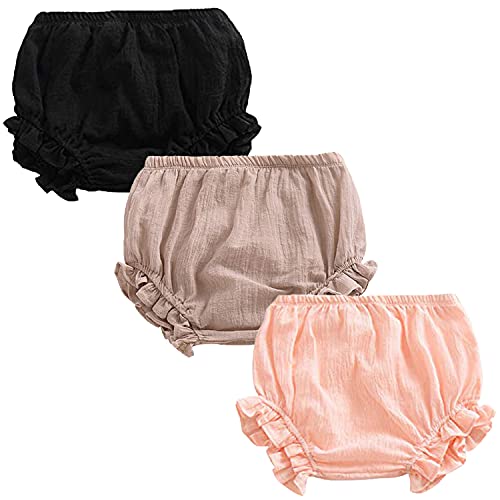 Image of 3PC Shorts Set Newborn Baby Girls Boys Pants Cotton Linen Blend Cute Floral Bloomers Triangle Shorts