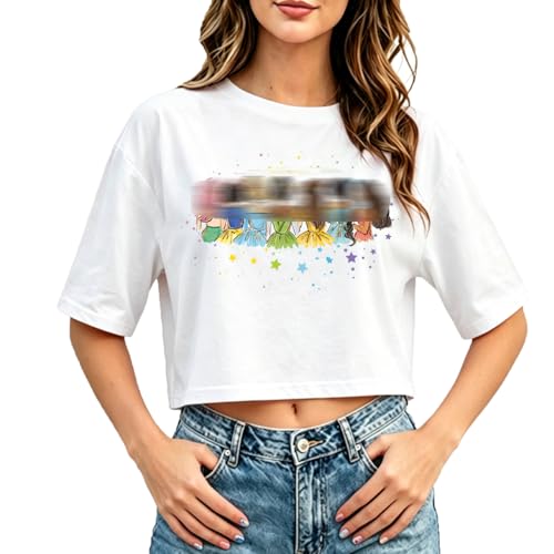 Image of Magical Crop Shirt for Women Magic Kingdom Princess Tshirt Funny Family Vacation Trip Tee Casual Holiday Top