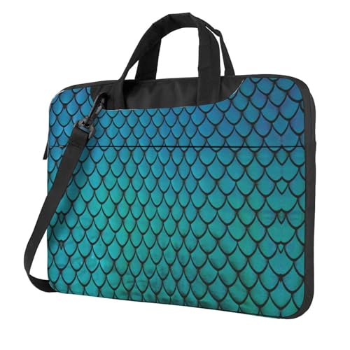 Sac à bandoulière pour ordinateur portable bleu à motif écailles