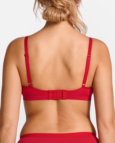 Image of Natrelax Modal Ribbed V Neck Bralette | Semi Sheer Fabric, Wireless Unlined, Double Layers, Adjustable Straps, No Underwire, Comfort Soft, Bras for Women