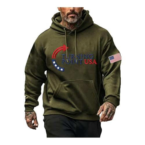 Men's Retro Turning Point USA Print Hoodie A True Patriot American Flag Shirt