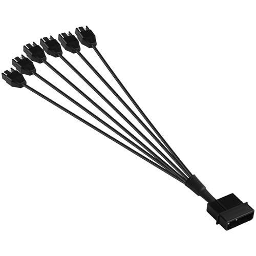 Molex to 4 Pin Fan Cable 12V Full Speed PC Fan Power Splitter, 6PCS 4-Pin Adapter for ATX PSU Case Cooling 30cm/11.8in (1 to 6)