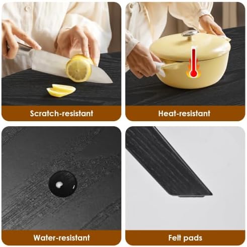 Miniatura 6 de Bellemave Mesa de comedor redonda para 4-6, mesa de cocina de madera maciza de 47 pulgadas con base de pedestal intersectante, para cocina, comedor,