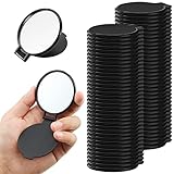 Yalikop Round Mirror Compact Mirror Mini Folding Mirror Portable Round Mirror Makeup Mirror for Women Girls Travel Daily Use (Black, 72 Pieces)