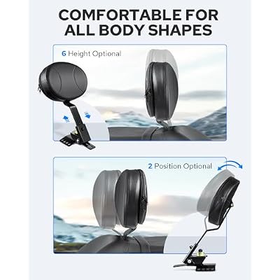 Benlari Adjustable Driver Backrest Rider Backrest Plug-In Backrest Compatible for Harley Davidson Touring Street Glide Road Glide Road King Electra Glide 1997-2024 2023 2022 2021 2019 2018 2017 2016