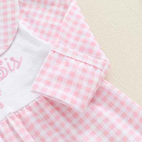 Newborn Baby Girl Footie Romper Bow Plaid Print Peter Pan Collar Long Sleeve Jumpsuit One Piece Fall Outfit4