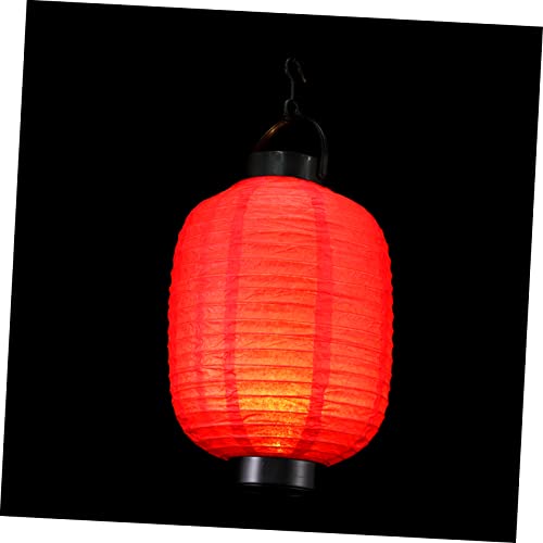 Yardenfun Lanterna Pieghevole Di Carta Giapponese Rossa Con Luce Led Decorativa Sospesa Per Feste e Arredamento Casa, Diametro 15 Cm, Altezza 29 Cm, Design Leggero e Salvaspazio