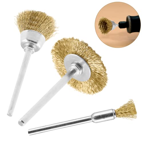 Image of 60 Pack Wire Wheel Brush Set, 1 /8 Inch Shank Pure Brass Brush Kit Rotary Buffing Brush Wheel, Rust Removal Tool Set, Wire Pen Brush + Bowl-Shape Brushes + T-Shape Brushes