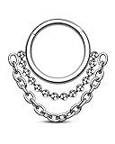 Mooncrush Jewerly 16G 8MM Septum Ring Dangling Silver Chain Daith Earrings for Women Men 316L Stainless Steel Cute Dainty Helix Hoop Earring