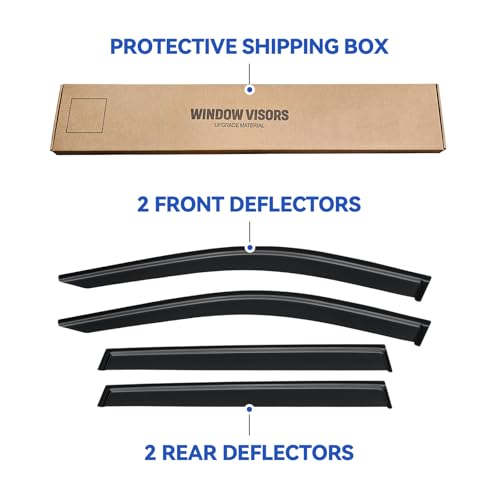 Image of Window Visors Rain Guards Shield for 2019-2025 Toyota RAV4, Out-Channel Window Vent Wind Deflectors Visors Shades for 19-25 RAV4