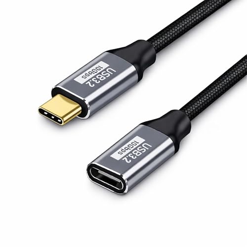 Boulton USB C Extension Cable 1m - 100W 4K@60Hz 3.2 USB-C Extension 1m - USB Type C Cable Extender Lead USBC Male to Female - USBC Type-C Extender Lead for Charging and upto 10Gbps Data Transfer