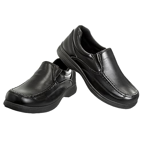 Image of French Toast Boys Shoes - Kids Oxford School Uniform Loafer Church Dress Shoes Slip-On Faux-Leather (Toddler-Big Kid) (Black)