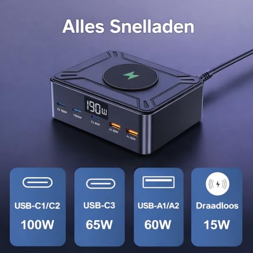 DrPhone SmartC12 Chargeur Rapide USB-C Station Pour Bureau et Table de Chevet