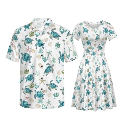 Image of AFPANQZ Couple Matching Outfit Casual Men's Button Down Shirt or Short Sleeve Summer Sundresses Dresses for Women 2026