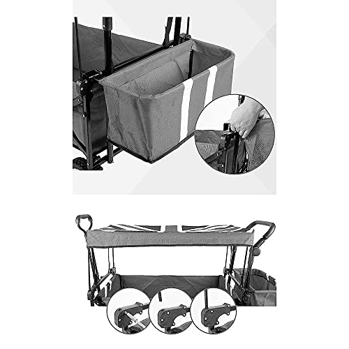 Wäschewagen Handwagen,Zusammenklappbarer Gartenwagen,Schwerlastwagen Mit Überdachung,Multifunktions Einkaufswagen Für Outdoor Camping Strandwagen Mit 4 Rädern,Tragkraft 100 Kg/ – Bild 7