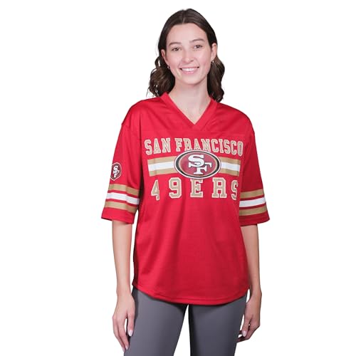 Ultra Game NFL Official Women's Soft Mesh Vintage Gameday Shirt, San Francisco 49ers, Team Color, Large