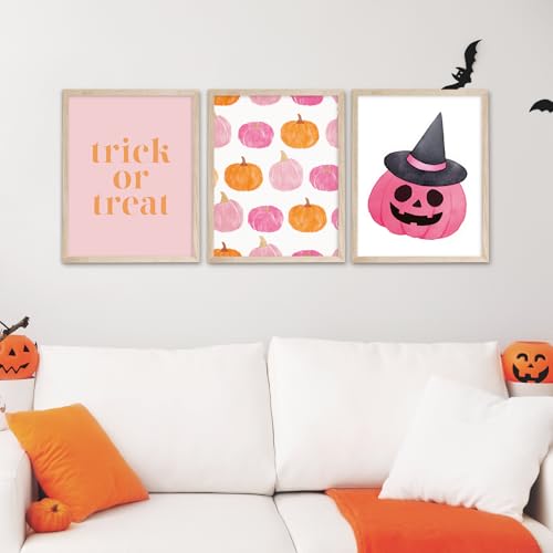 Arte de pared rosa de Halloween JarThenaAMCS de 12 piezas para decorar salas sin oscuridad 4
