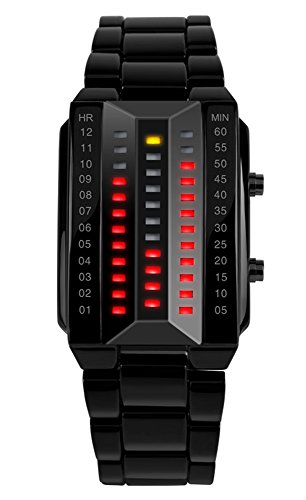 MASTOP Men Casual Binary Sports LED Digital Watches Waterproof Watches (Black)