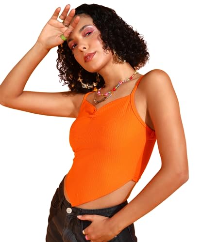 Image of POPWINGS Women Casual Green Rib Hankie Crop Top Tops for Women | Stylish Tops for Women | Trendy Tops Women