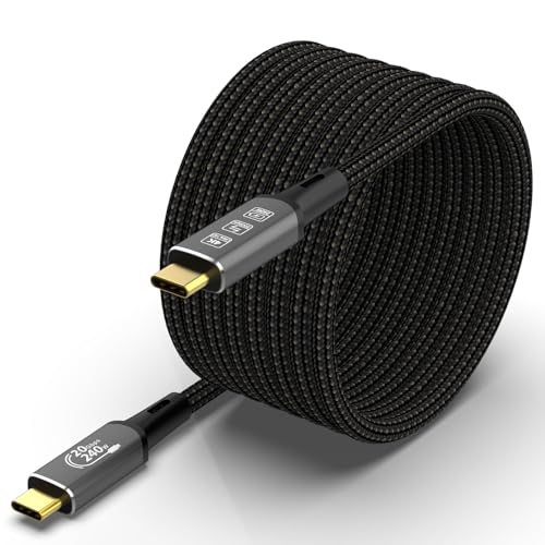 CABLEDECONN USB4 Thunderbolt 4 8K USB C M/M 240W Fast Charging 40Gbps Data Transfer Wire Ultra HD 7680 * 4320 8K@60Hz 4K@144Hz Video Cable Compatible with Different USB-C Devices (5m 16.5ft)
