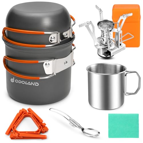 Odoland 8pcs Camping Cookware Mess Kit