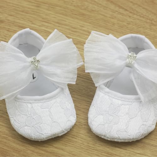 Nihao Baby Girls White Baptism Shoes and Headband Set Christening Dress Shoes2