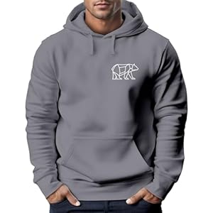 Neverless® Hoodie Herren Print Polygon Bär Natur Outdoor Kapuzenpullover Fashion Streetstyle