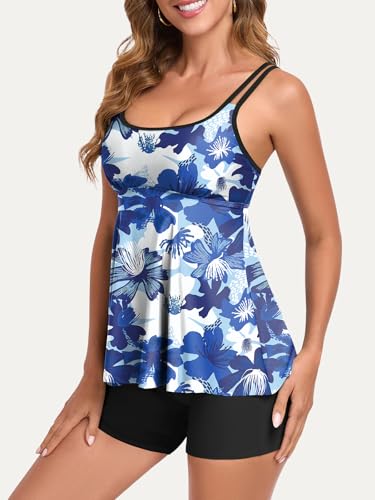 Tankini Swimsuits for Women Tummy Control Swimsuit Modest Tankini Top with Boyshort Bathing Suits Swimwear4