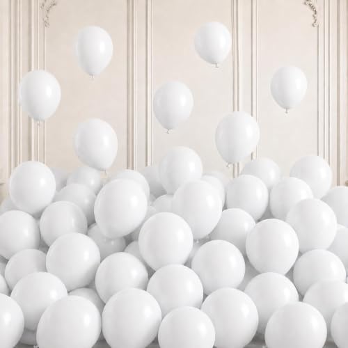 Image of Togvu White Balloons, 50Pack 5 Inch Small Mini Matte White Latex Party Balloons for Wedding Engagement Bridal Baby Shower Anniversary Decorations Supplies