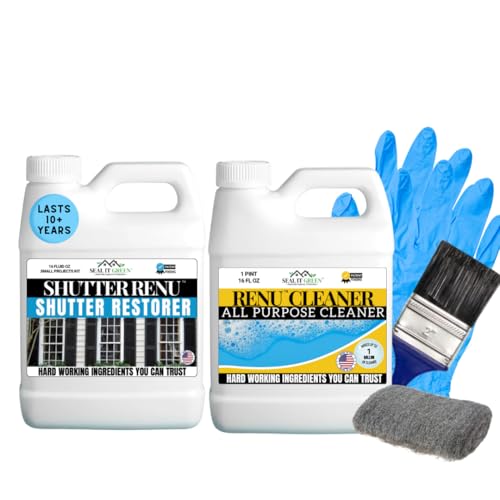 Shutter Renu Premium Restorer-Restores Original Color & Rejuvenates Faded Shutters, Patio Furniture, Garage/Front Doors & More | Eco-Friendly |Lasts 10 Yrs.| Includes Cleaner | Small Project Kit