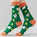 Angelteers 5 Pairs Novelty Animal Food Plant Pattern Cotton Crew Socks for Women (US, Alpha, One Size, Regular, Regular, Rooster & Hen)