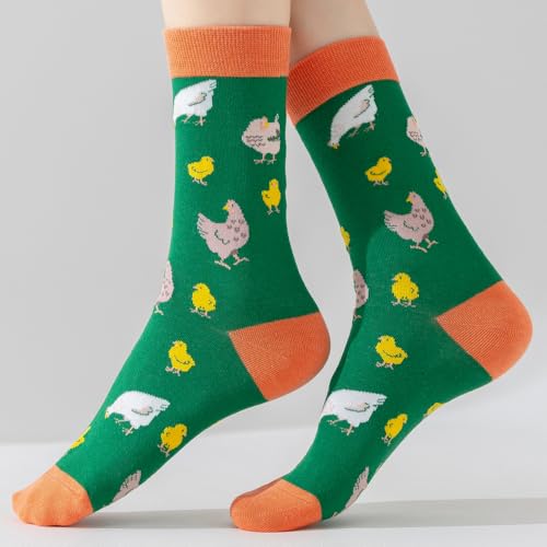 5 Pairs Novelty Animal Food Plant Pattern Cotton Crew Socks for Women4