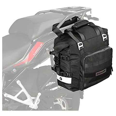 Rhinowalk Motorcycle Saddle Bag Waterproof Motor Pannier Bag Luggage Pack Quick Release Motorbike Side Bag 20L (Black) Cover