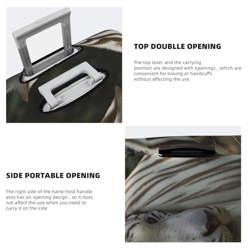 Elastic Travel Luggage Cover for Suitcase Tsa Approved Stretch Scratch-Resistant Suitcase Protector Cover Washable White Bengal Tiger Baggage Covers Fits 18-32 Inch Luggage Case4