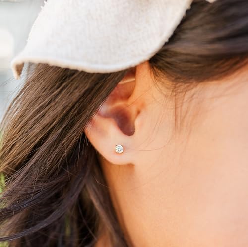 Cherished Moments Sterling Silver Round CZ Stud Earrings with Screw back3