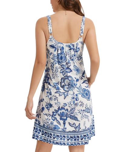 Image of ANYFITTING Built in Bra Summer Dresses for Women 2025 Casual Short Dress with Pockets Mini Floral Sundresses