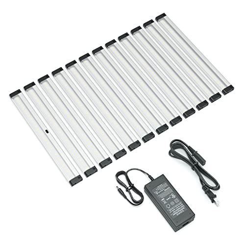 Eshine Under Cabinet Led Lighting Kit, Dimmable, 12 Pcs 12 In, Hand Wave Motion Activated - Touchless Dimming Control, Black Under Counter Lights For Kitchen, Garage, Office, Desk - Warm White (3000K) #TOP29