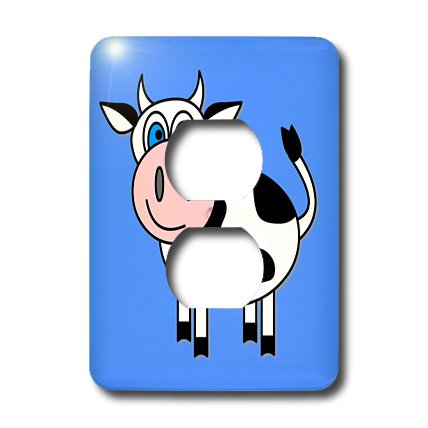 Cache-prise multicolore Happy Cow Boy plaque de finition murale 3dRose - 3