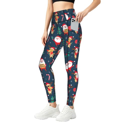 Pantalones de yoga para correr y uso informal con motivos de Papá Noel