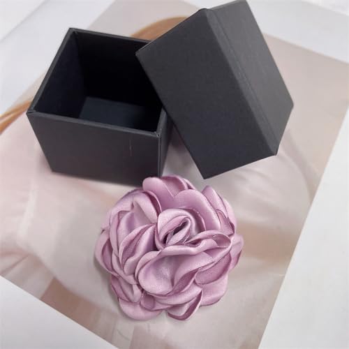 Image of Dainty Silk Rose Flower Brooch Lapel Pins for Women Men Handmade Fabric Flower Brooches Pin Classic for Wedding Party Dance Banquet Dress Suit Clothes Accessories Jewelry Gifts 60mm