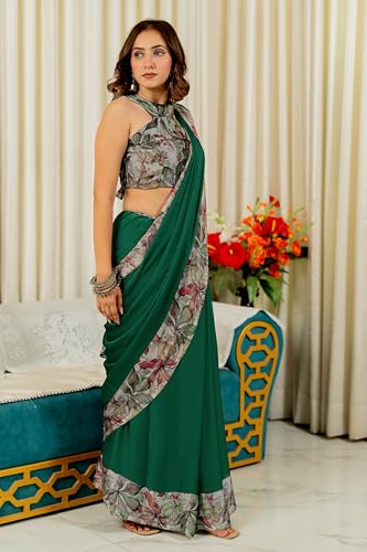 Image of MIRCHI FASHION Women Saree Floral Printed Chiffon | Breathable Lightweight Summer Sari for Office and Daily Use with Unstitched Blouse (Available in 20 Styles)