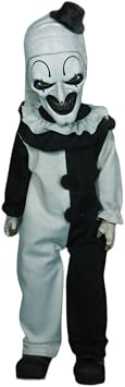 Mezco Ldd Presents Art the Clown, Terrifier, 10.5 Inch Living Dead Doll | New Head Sculpt, Cloth Black-and-White Costume with Pom-Pom and Ruffle, Includes Meat Cleaver