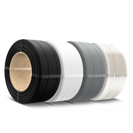 SUNLU 500g PLA Refill Filament 1.75mm, Refill PLA 3D Printer Filament Suitable for Bambu Lab Filament and SUNLU Reusable spools, 0.5kg per Spool, 4 Pcs, 4 Colors, Black+White+Grey+Transparent