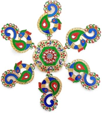 Meenakari Peacock Multicolor Acrylic Rangoli Home Decor Diwali Gift for Home/Interior Handcrafted Floor Stickers/Wall Stickers/Wall Decoration/Floor Decoration 10 Inch Diameter