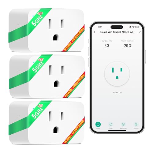NOUS Wi-Fi Smart Plug 15A, Dual-Band 2.4GHz & 5GHz, Energy Monito...