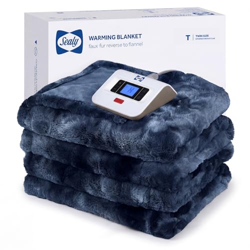 Sealy Electric Blanket Twin Size, Faux Fur & Flannel Heated