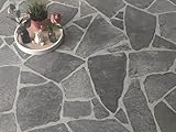 Revêtement de sol PVC Sol vinyle en aspect pierre naturelle marquant gris anthracite, Découpe (2m de large / 5m de long)
